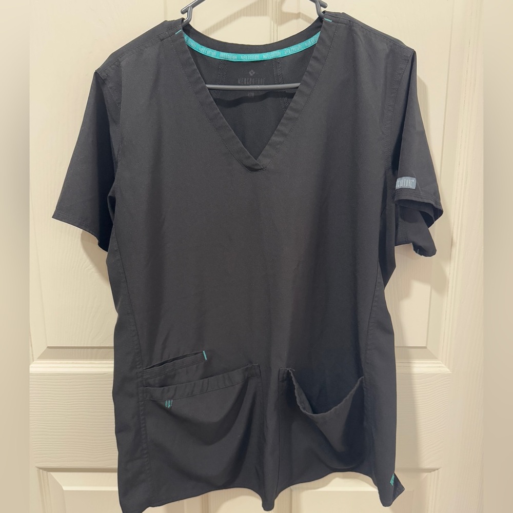 Med Couture Black V-Neck Scrub Top